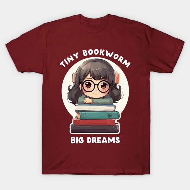 tiny bookworm girl - big dreams T-Shirt by Kingrocker Clothing